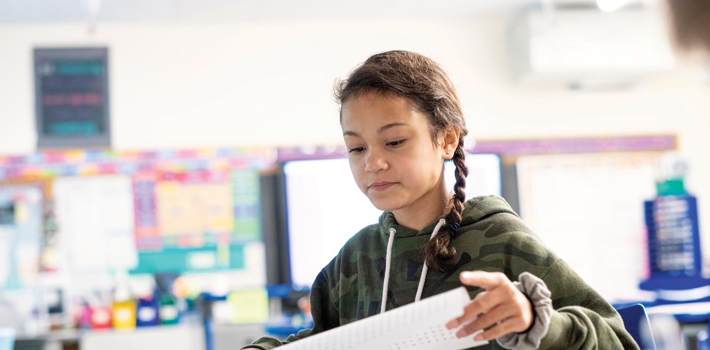 student in classroom